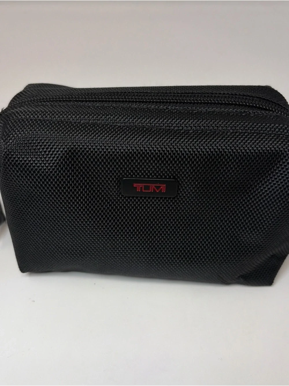 Tumi Black Textile Toiletry Pouch with Red AirBerlin Logo Accent